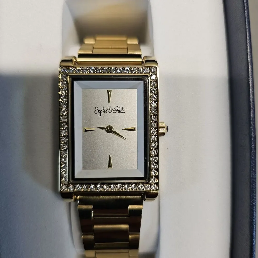 SOPHIE AND FREDA Wilmington Quartz w/Swarovski Crystal Silver‎ Dial Ladies Watch